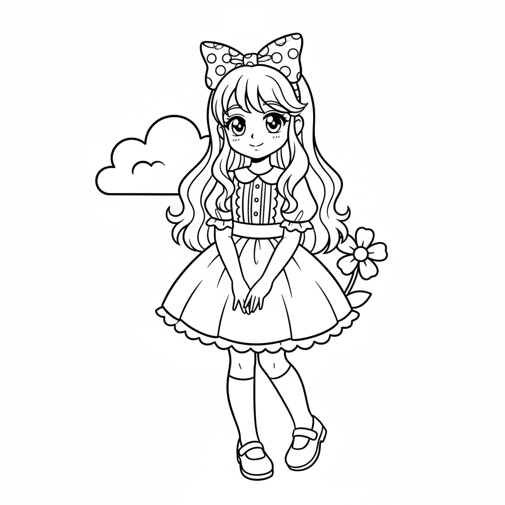 Anime-Mädchen 7 Ausmalbild