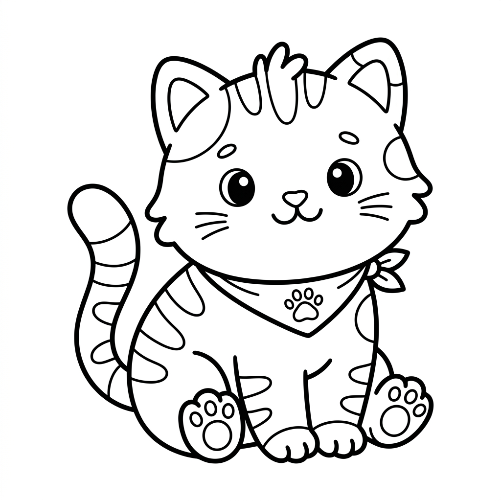 Kawaii-Katzen-Ausmalbild 4
