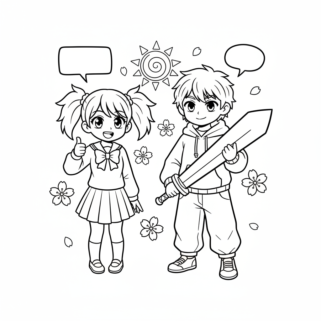 Manga 2 Ausmalbild