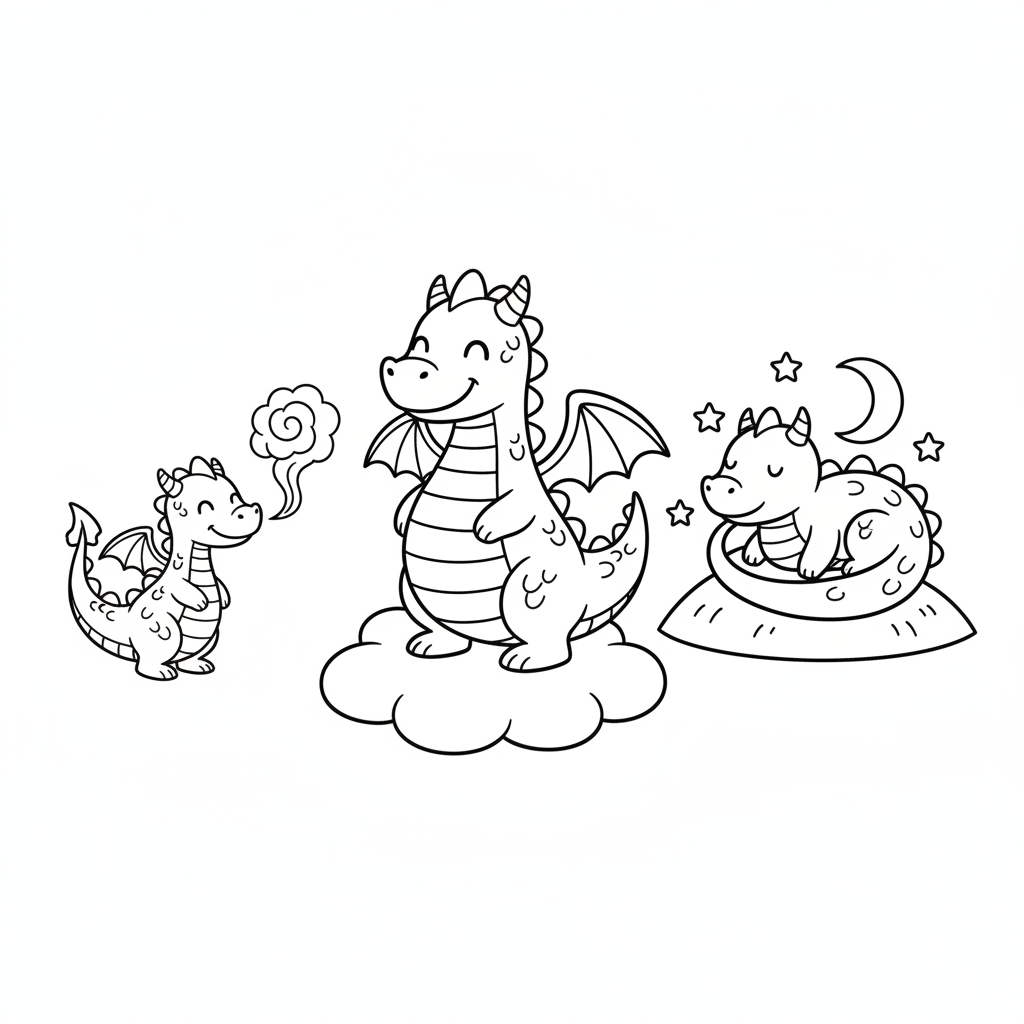 Drachen-Ausmalbild 1