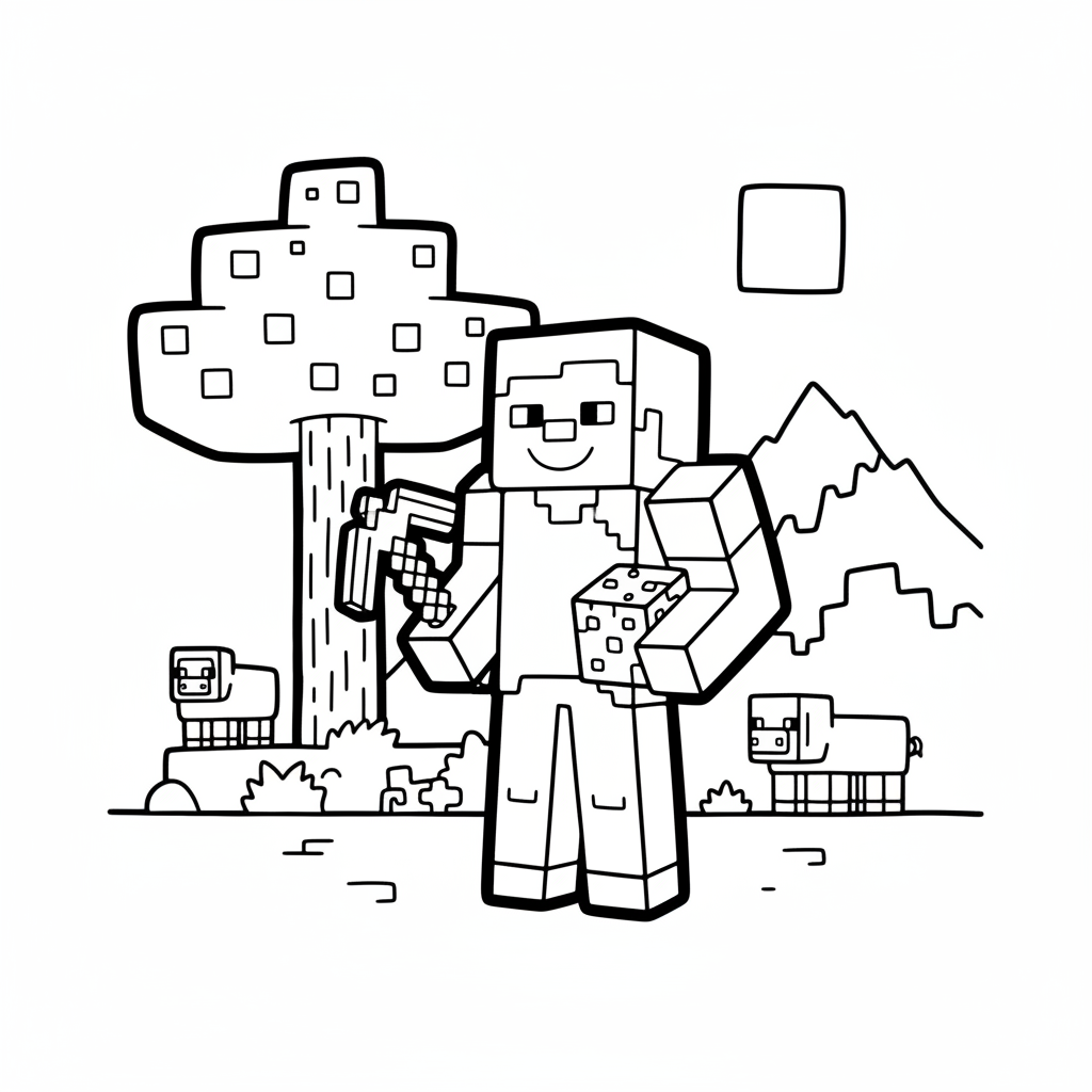 Dibujo de Steve Minecraft 3 para colorear