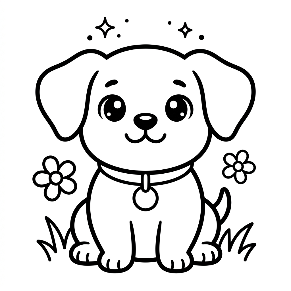 Disegno di cane kawaii da colorare 3