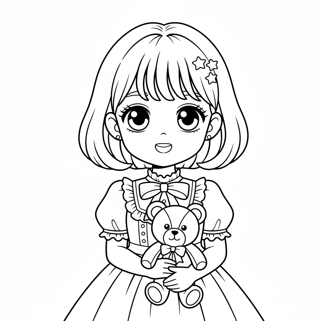 Dibujo para colorear Cute anime girl 4