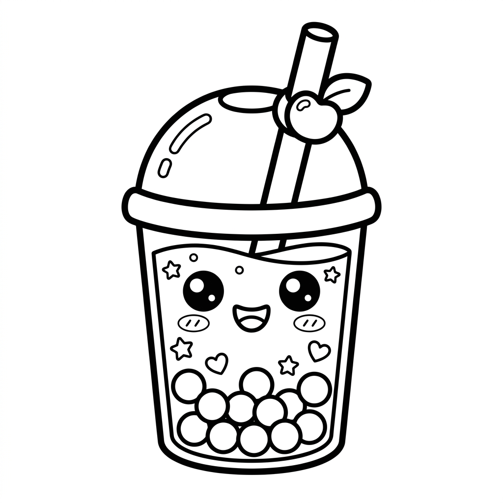 卡哇伊饮料涂色页 7