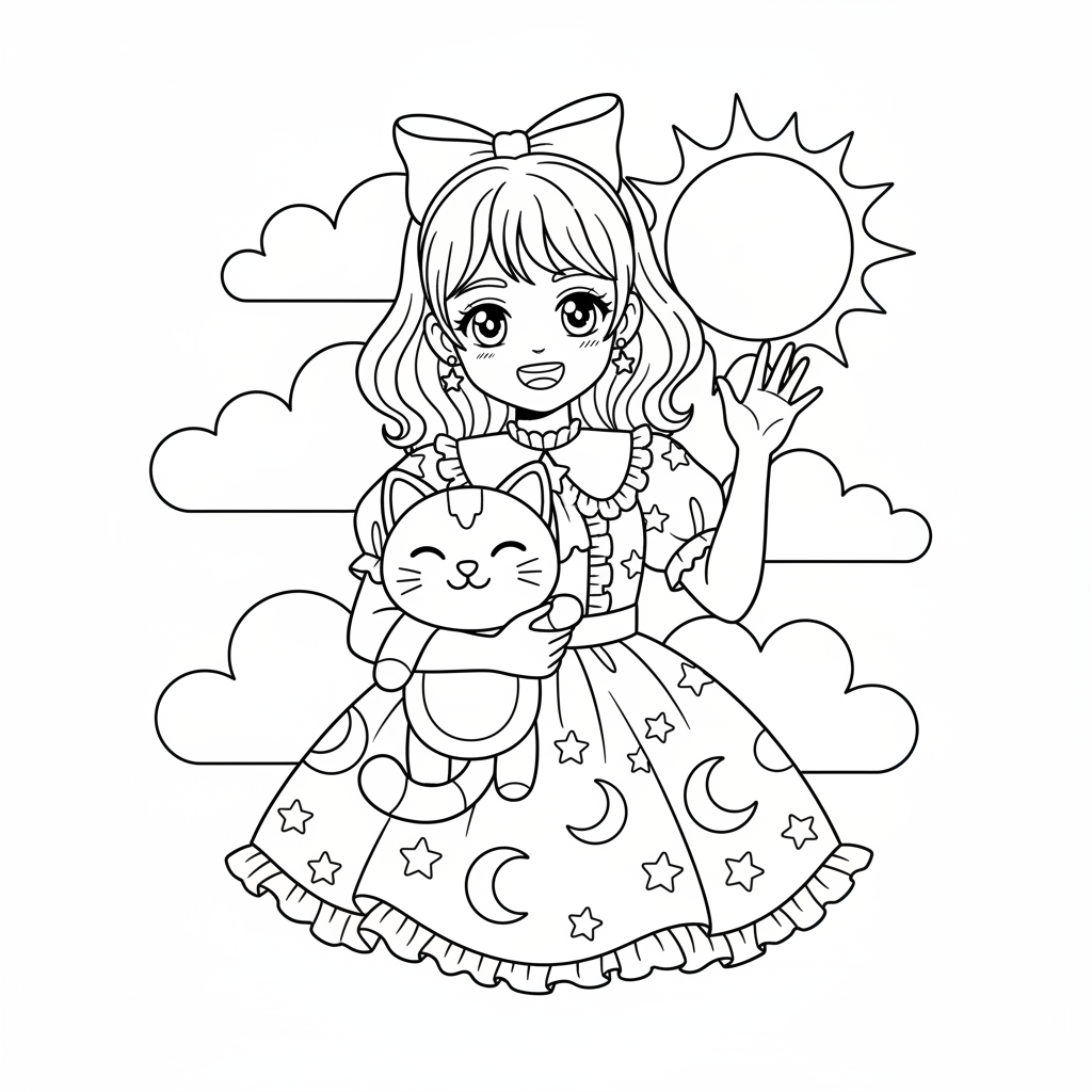 Anime girl 9 coloring page