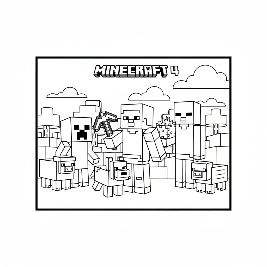 Coloriage Minecraft 4 à imprimer
