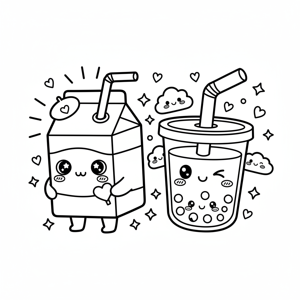 Coloriage Dessin de boisson kawaii 2 à imprimer