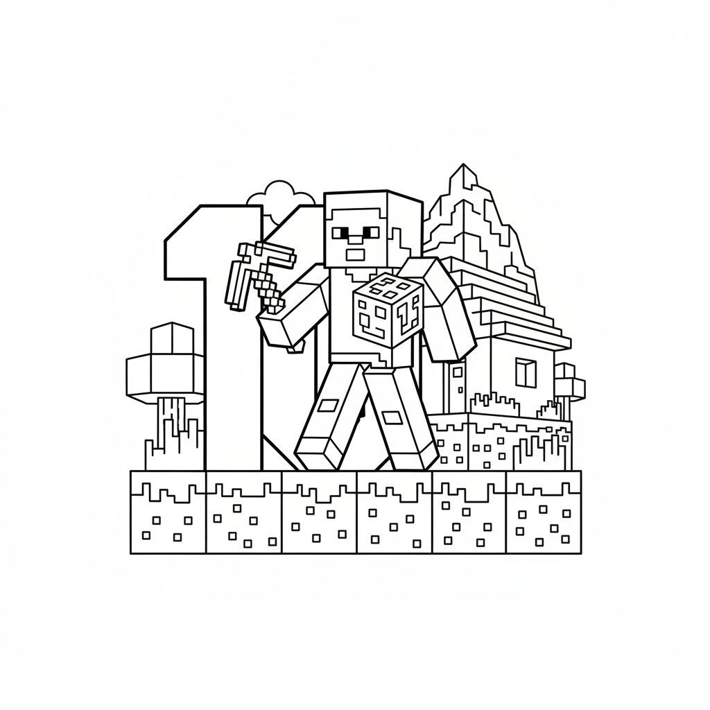 Steve Minecraft 10 Ausmalbild