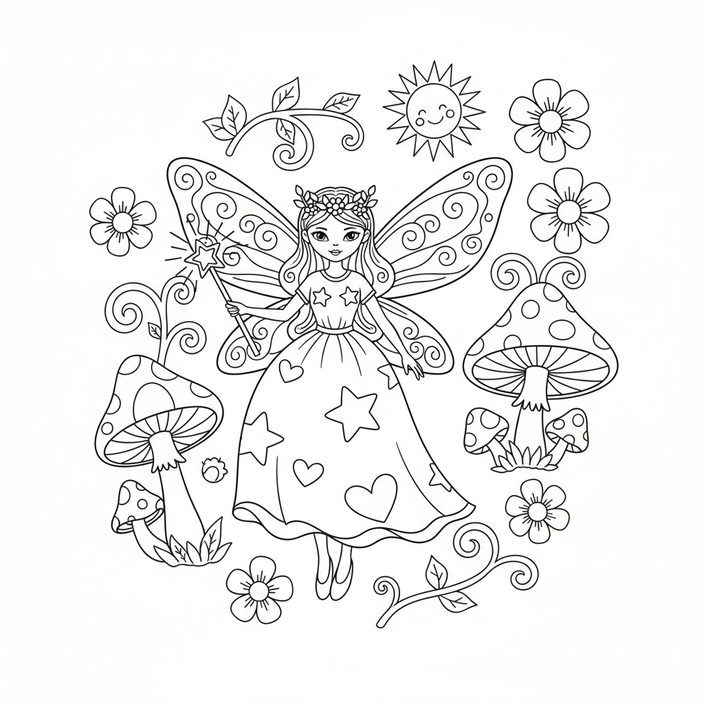 Fairy coloring page 9