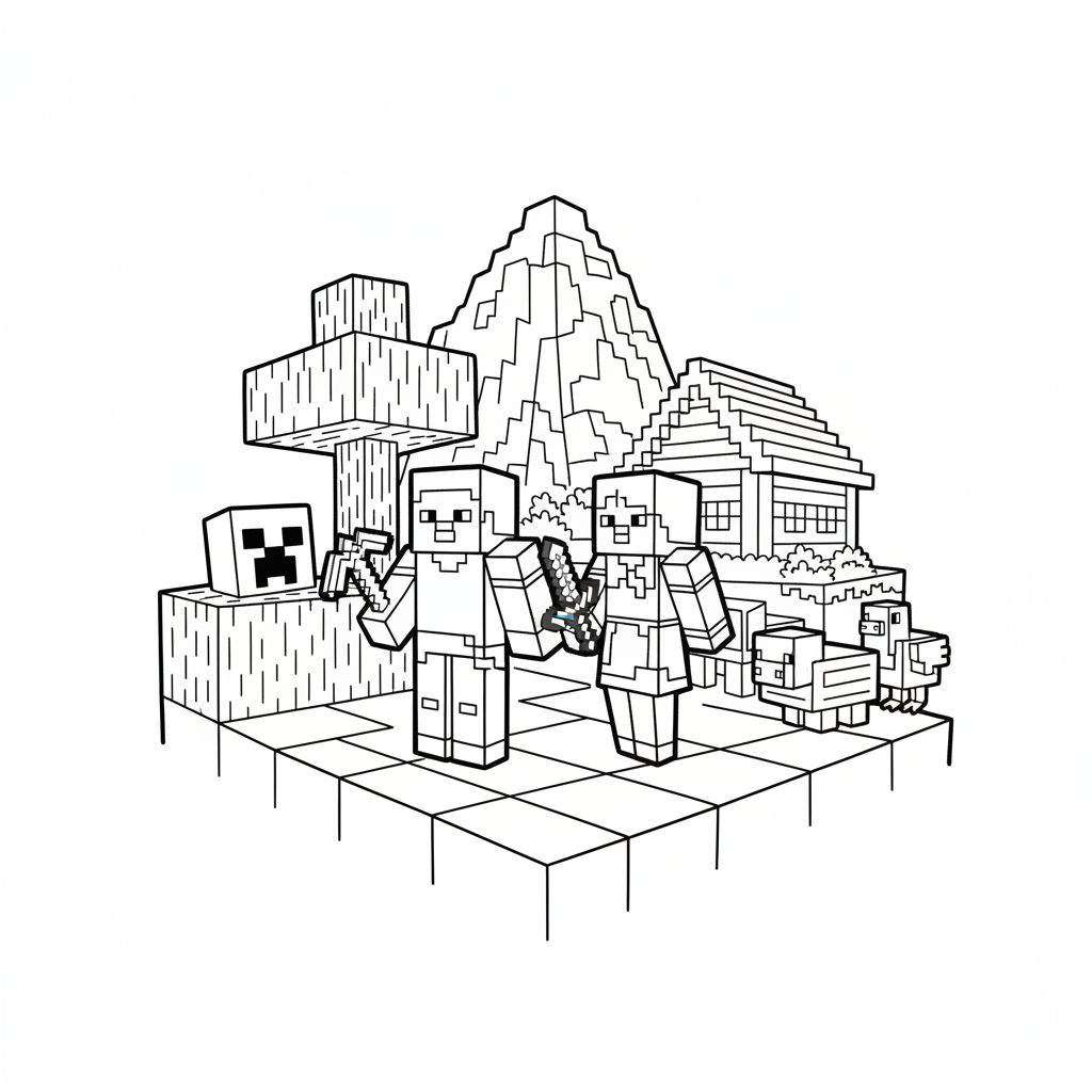 Coloriage Minecraft 2 à imprimer