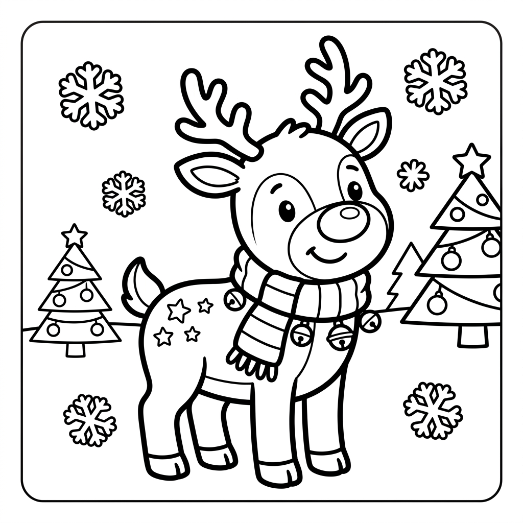 Dibujo de reno de Navidad para colorear 10