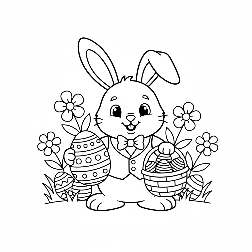 复活节兔子涂色页 1