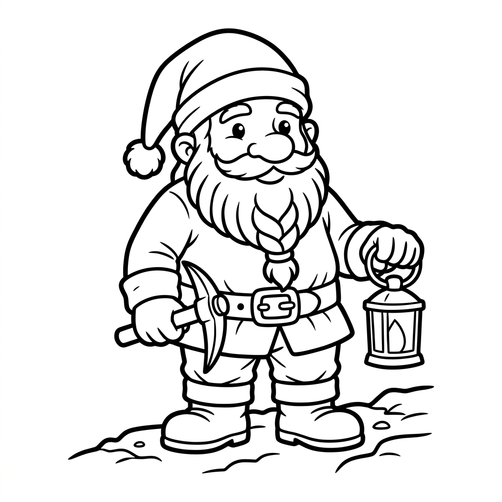 Dibujo de enano fantástico para colorear 1