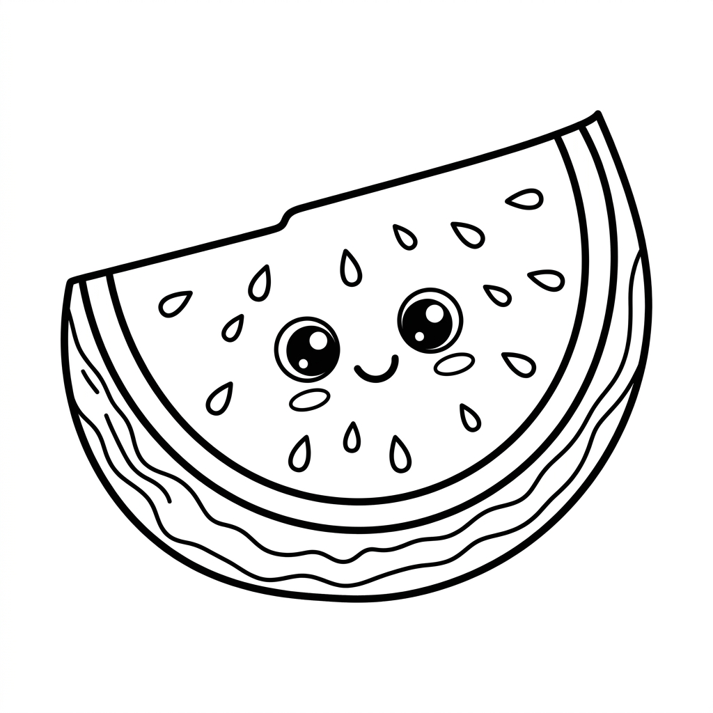 Dibujo de sandía kawaii 4 para colorear