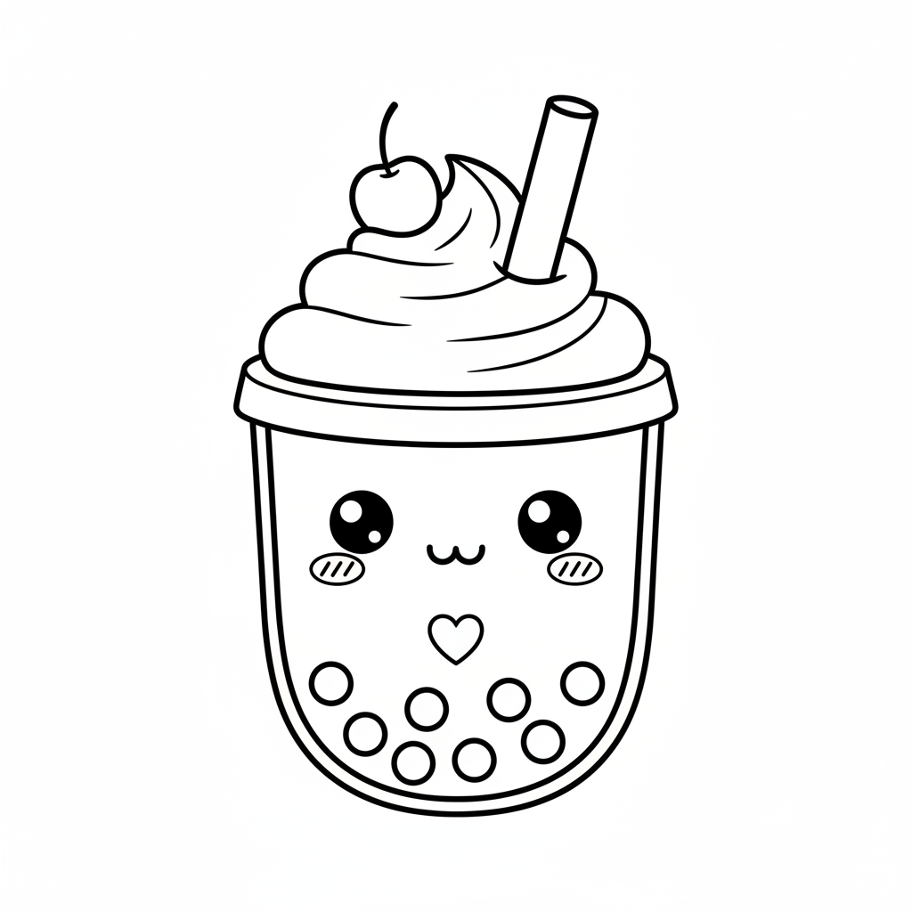 Kawaii-Getränk Ausmalbild 1