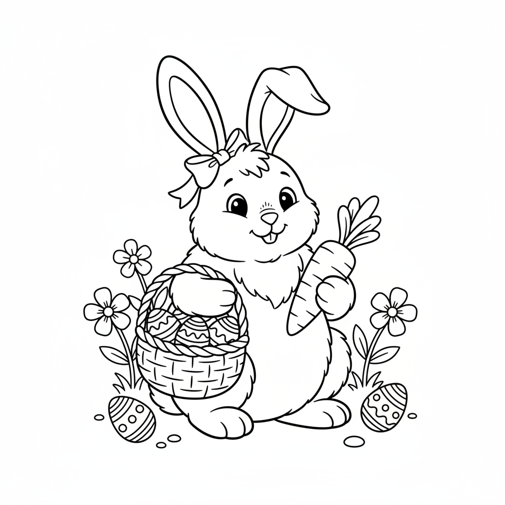 Coloriage Dessin de lapin de Pâques 10 à imprimer