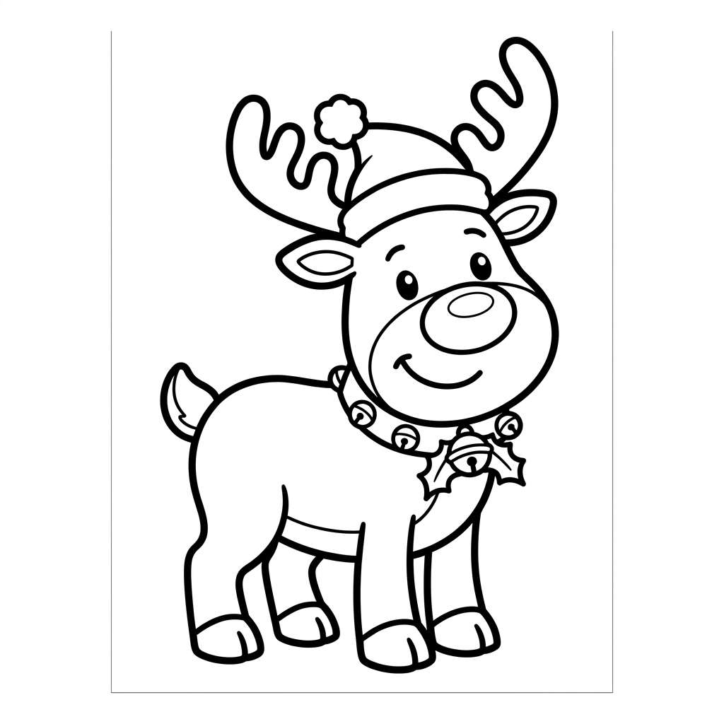 Dibujo de reno de Navidad 4 para colorear