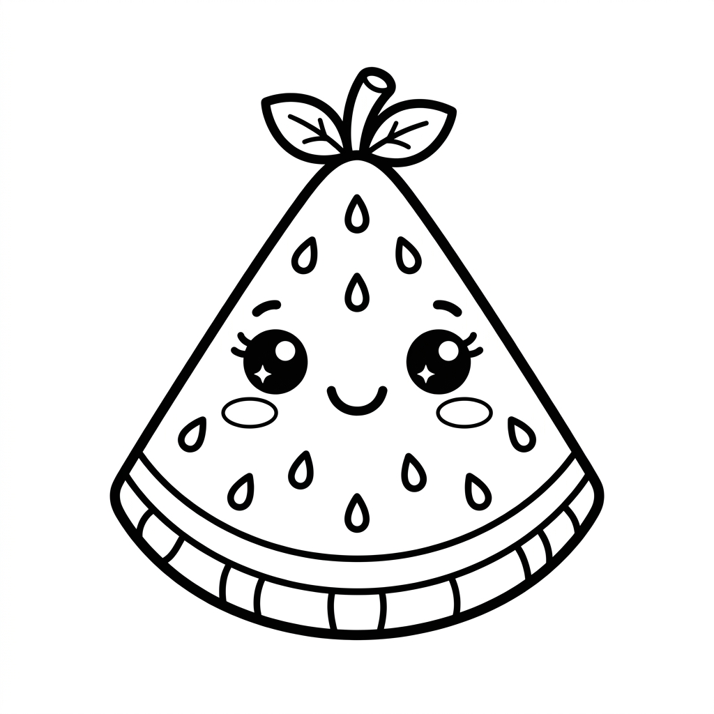 Dibujo para colorear de sandía kawaii 3