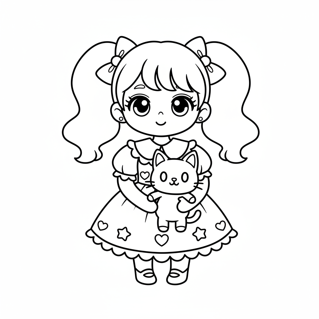 Coloriage Cute anime girl 3 à imprimer