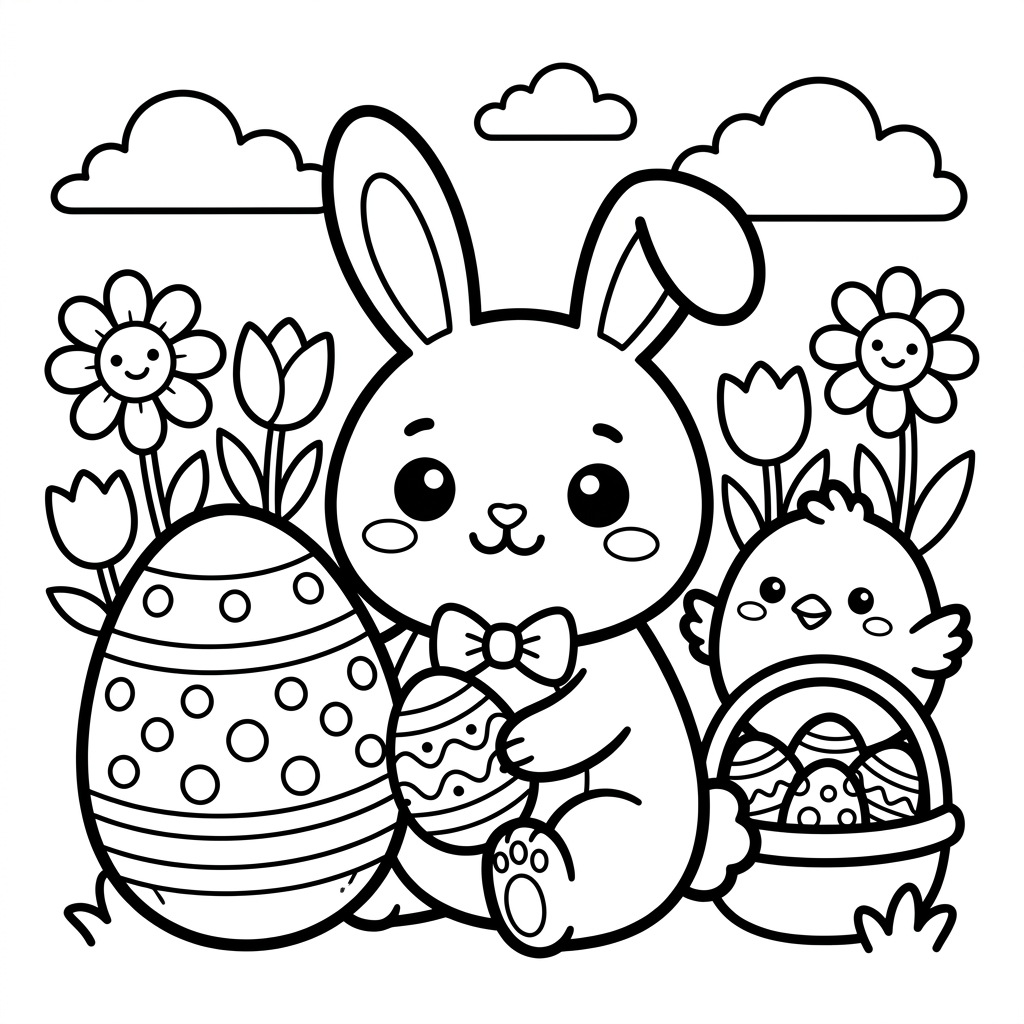 Kawaii Easter coloring page 10