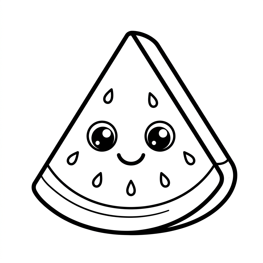 Dibujo para colorear de sandía kawaii 1