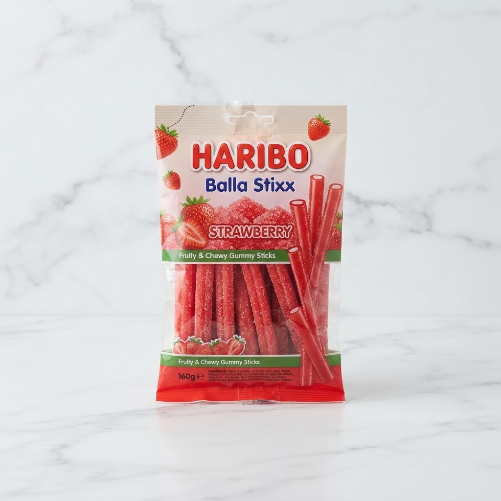 Haribo Balla Stixx Strawberry British Snacks Thailand Bossmans Living Room UK snacks delivery