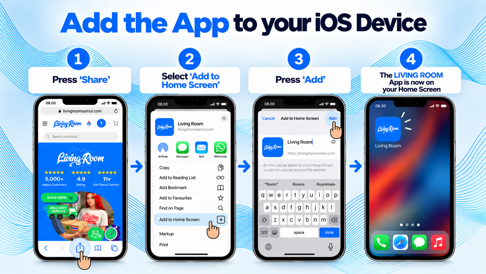 Add the Living Room App to your iOS device