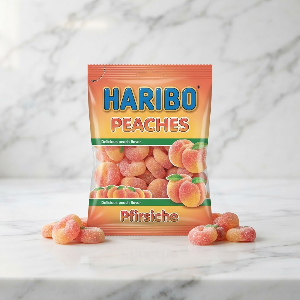 Haribo Peaches (Small Bag) British Snacks Thailand Bossmans Living Room UK snacks delivery