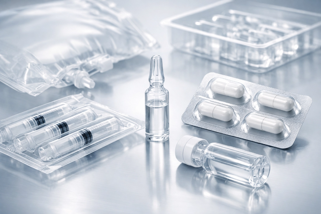 Embalagens médicas e farmacêuticas de alta precisão: seringas, ampolas, blísters e bandejas estéreis