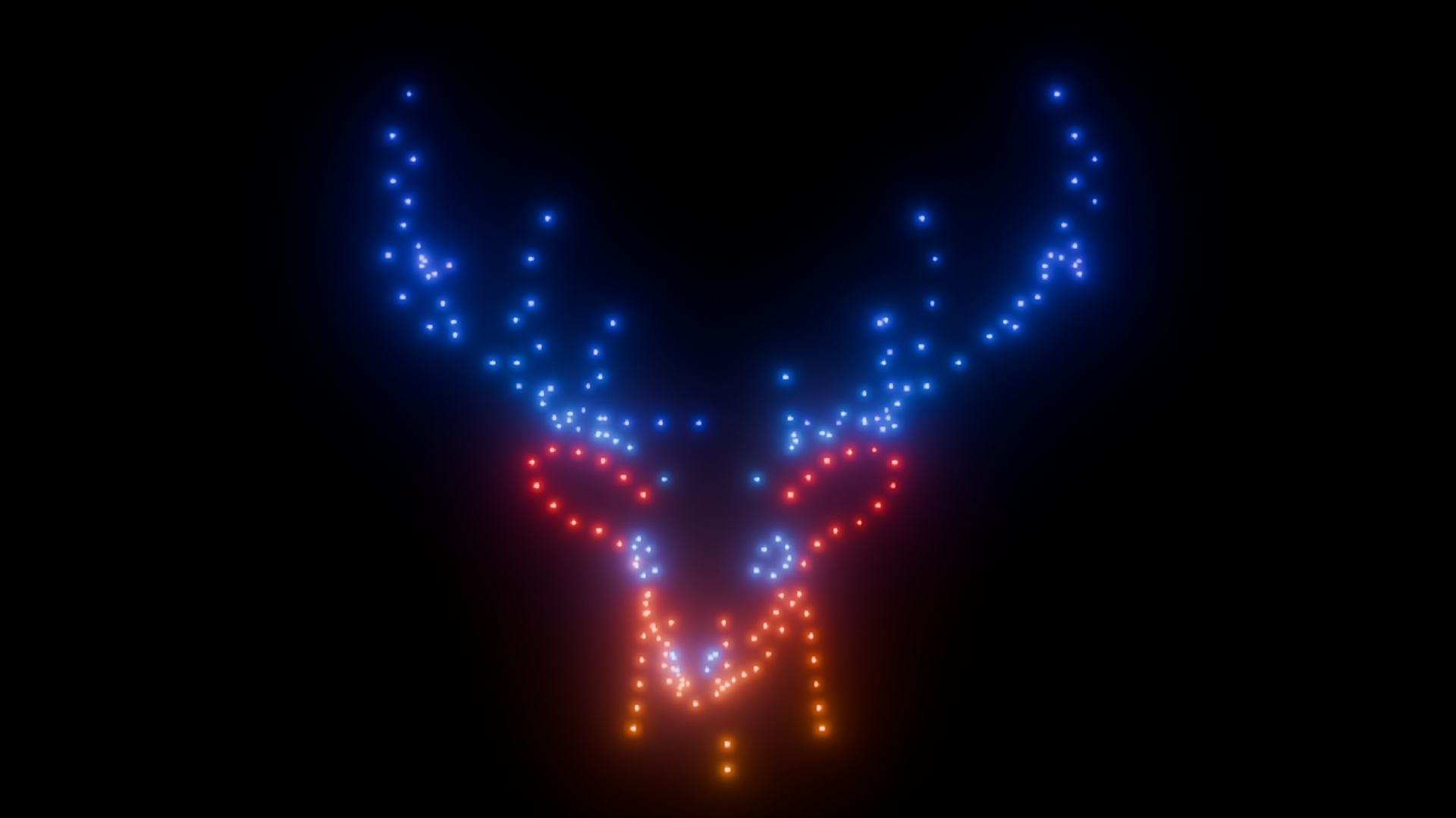 Renne de Noël formé par des drones lumineux