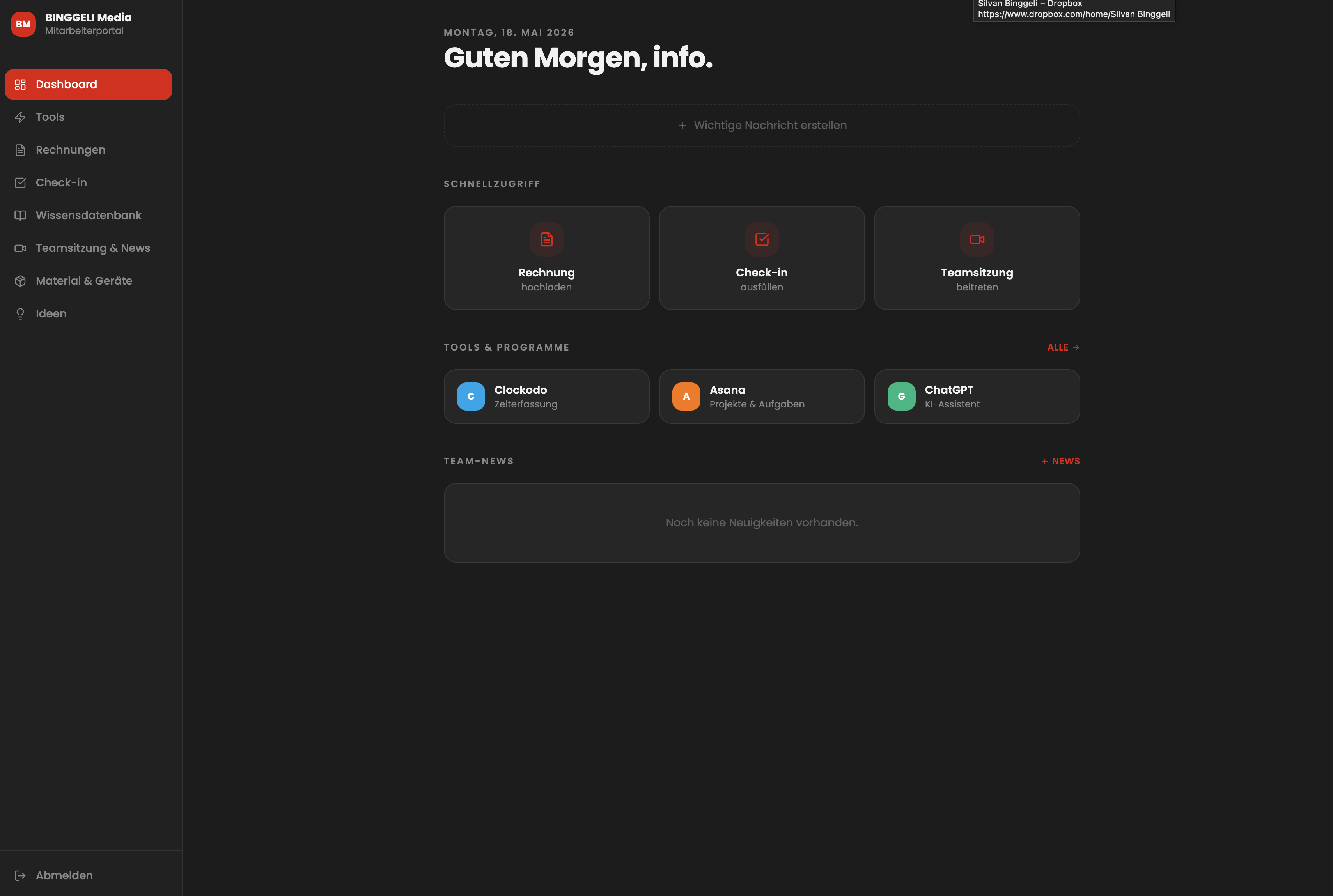 Sicherung Team Binggeli Media template preview