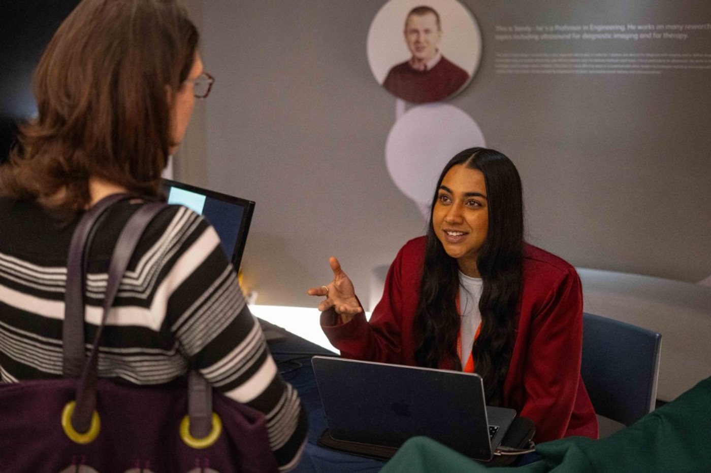 A DLR Media trainer advising a participant at an Elevator UK programme session