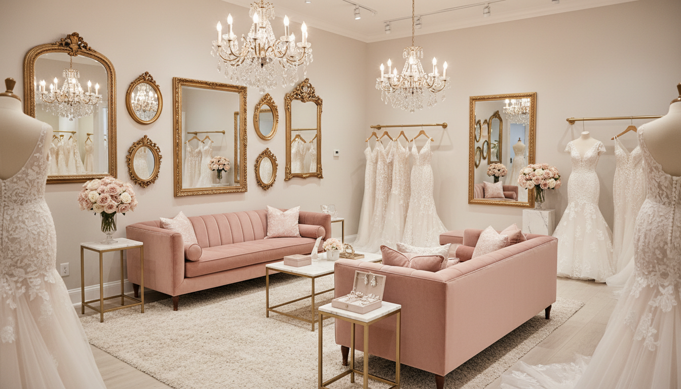 Elegant bridal boutique interior