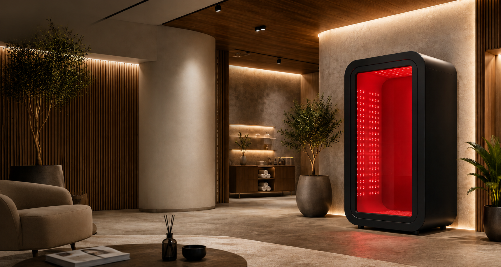 HALOCAB integrated into a contemporary commercial wellness environment