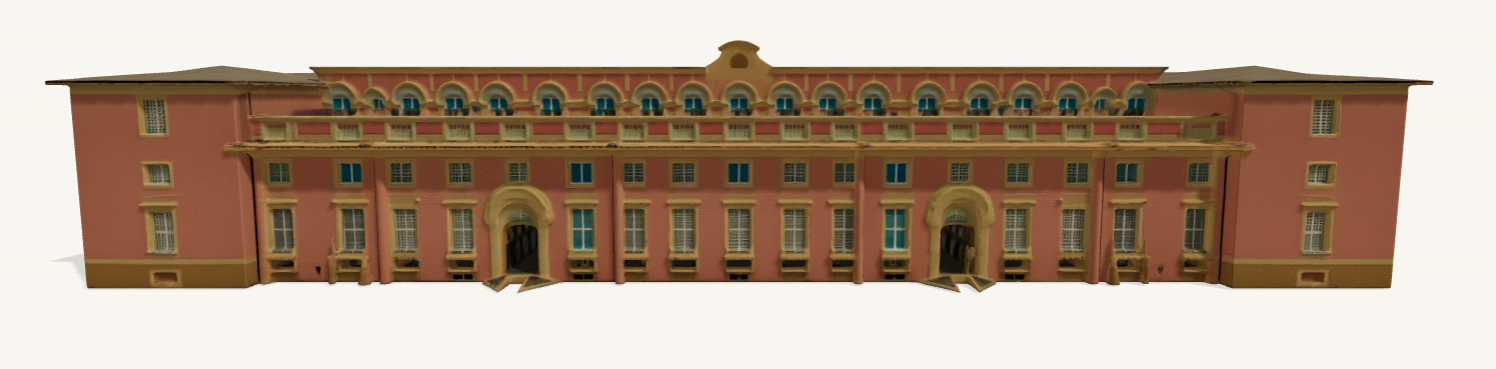 Facciata principale della Reggia di Rivalta, palazzo ducale estense del 1724