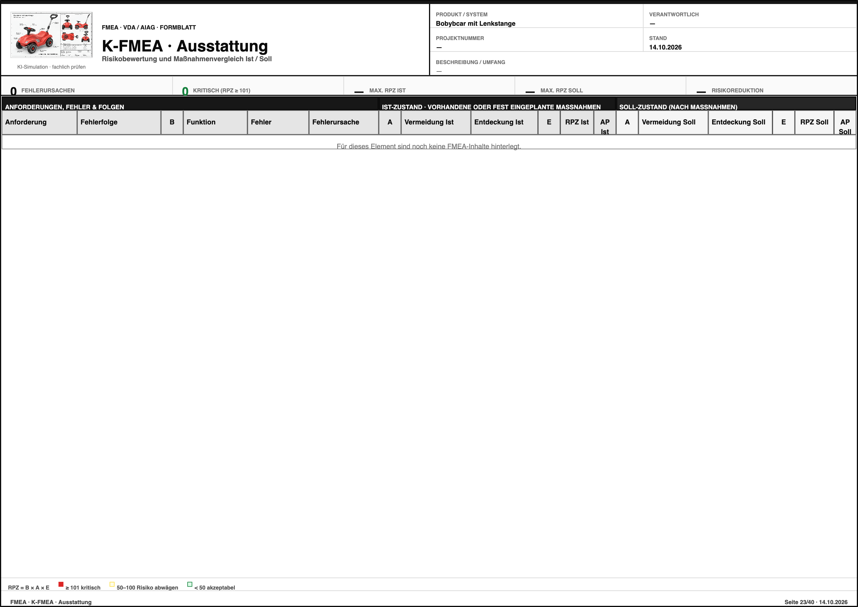 FMEA – Bobybcar mit Lenkstange  – Formblatt Seite 23