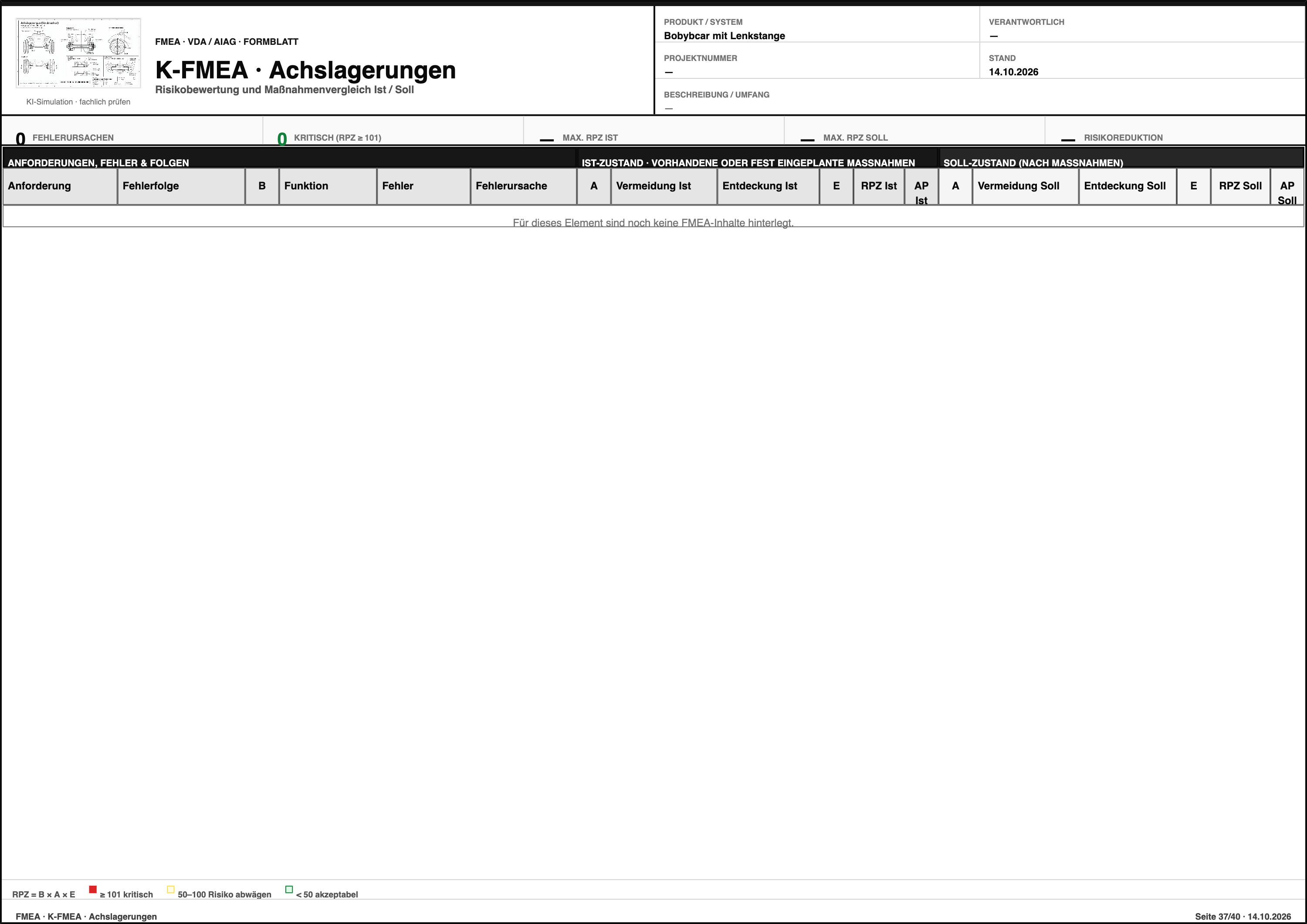 FMEA – Bobybcar mit Lenkstange  – Formblatt Seite 37