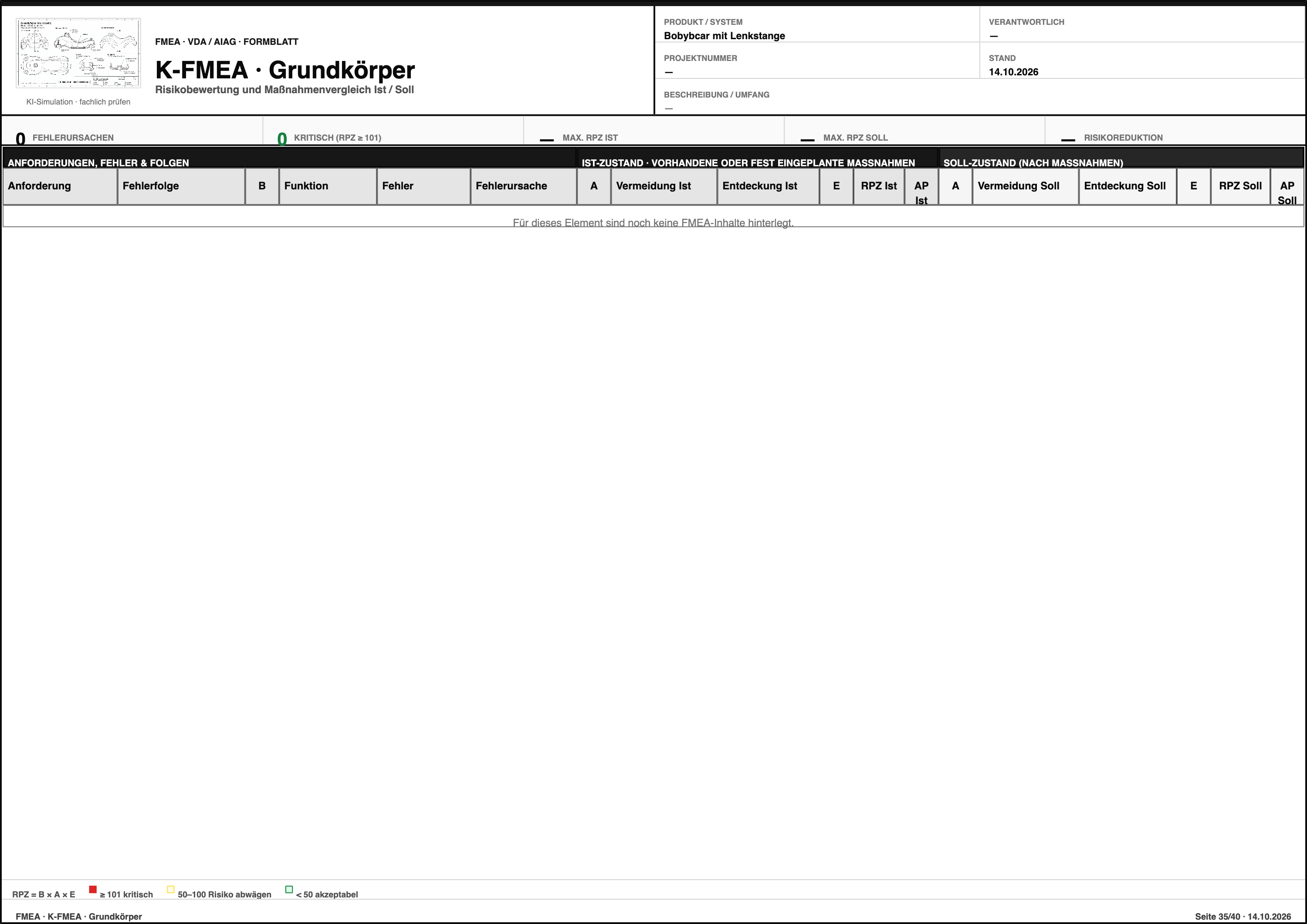 FMEA – Bobybcar mit Lenkstange  – Formblatt Seite 35