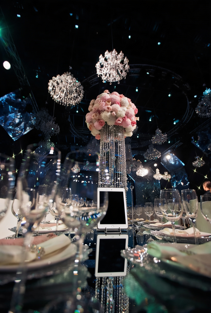 iPad displayed on an elegantly styled gala dinner table