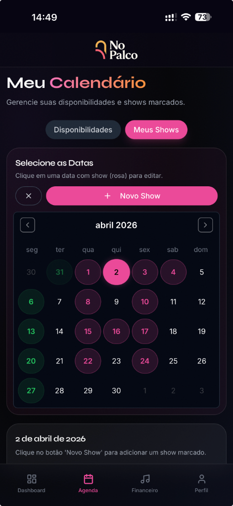 Calendario Disponibilidades