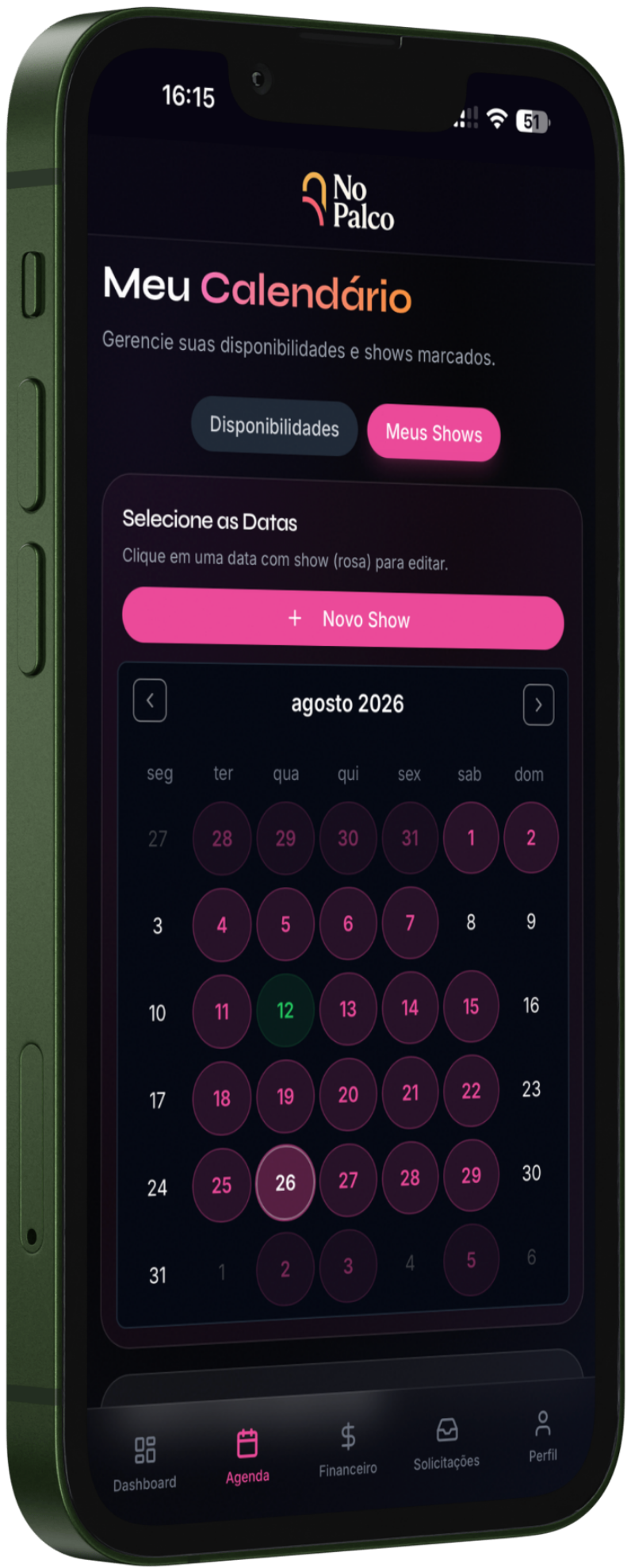 No Palco App — Agenda de shows no iPhone