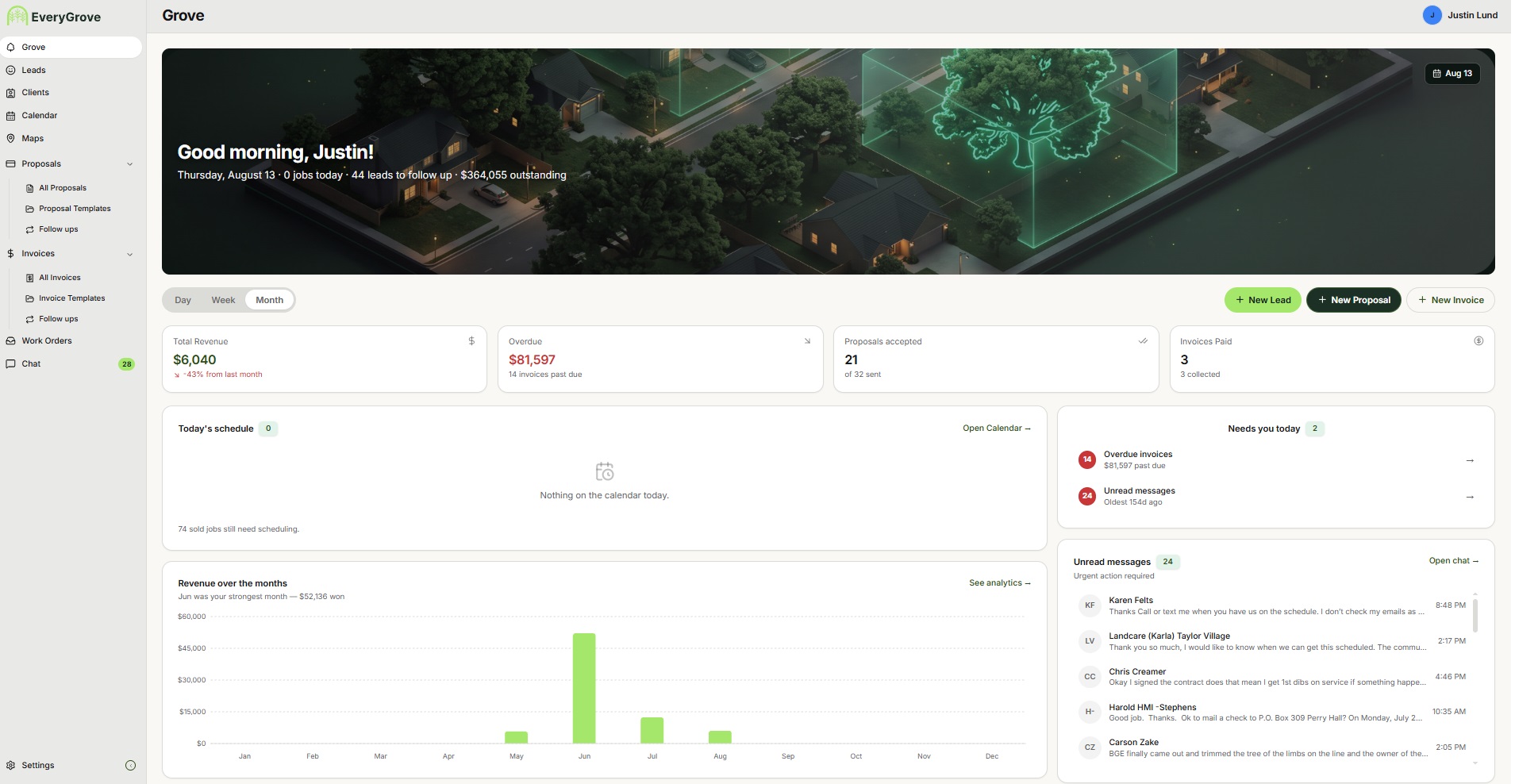 EveryGrove home dashboard