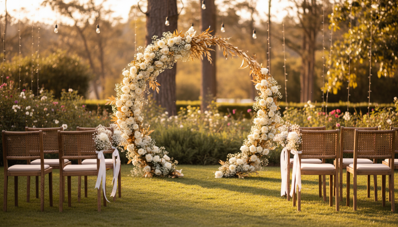 Beautiful intimate micro-wedding ceremony setting