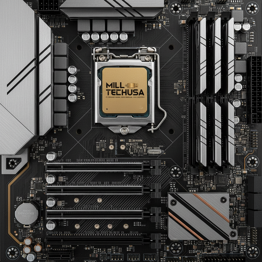 High-end motherboard macro photography showing precision engineering