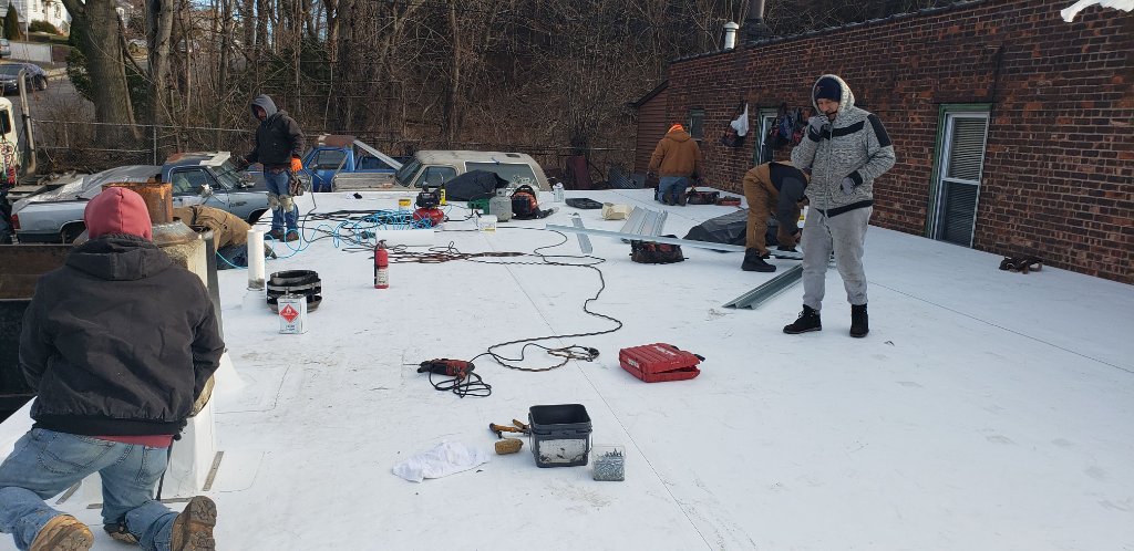 Flat Roof Winter TPO Install