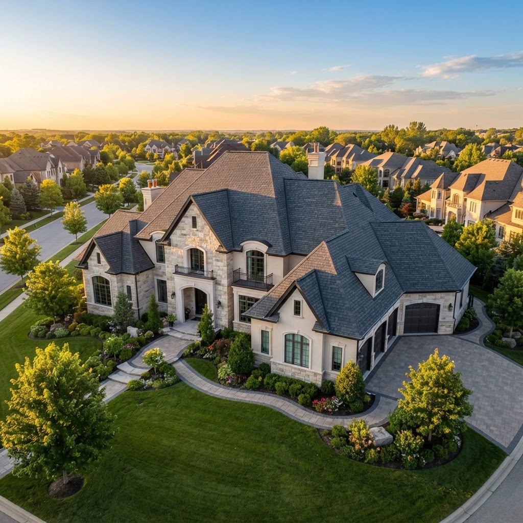 Newly installed premium roof on a large luxury New Jersey home