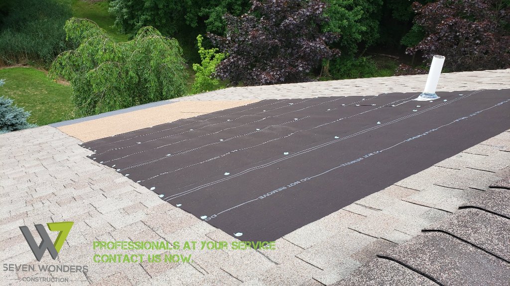 Inspector On Tan Shingle Roof