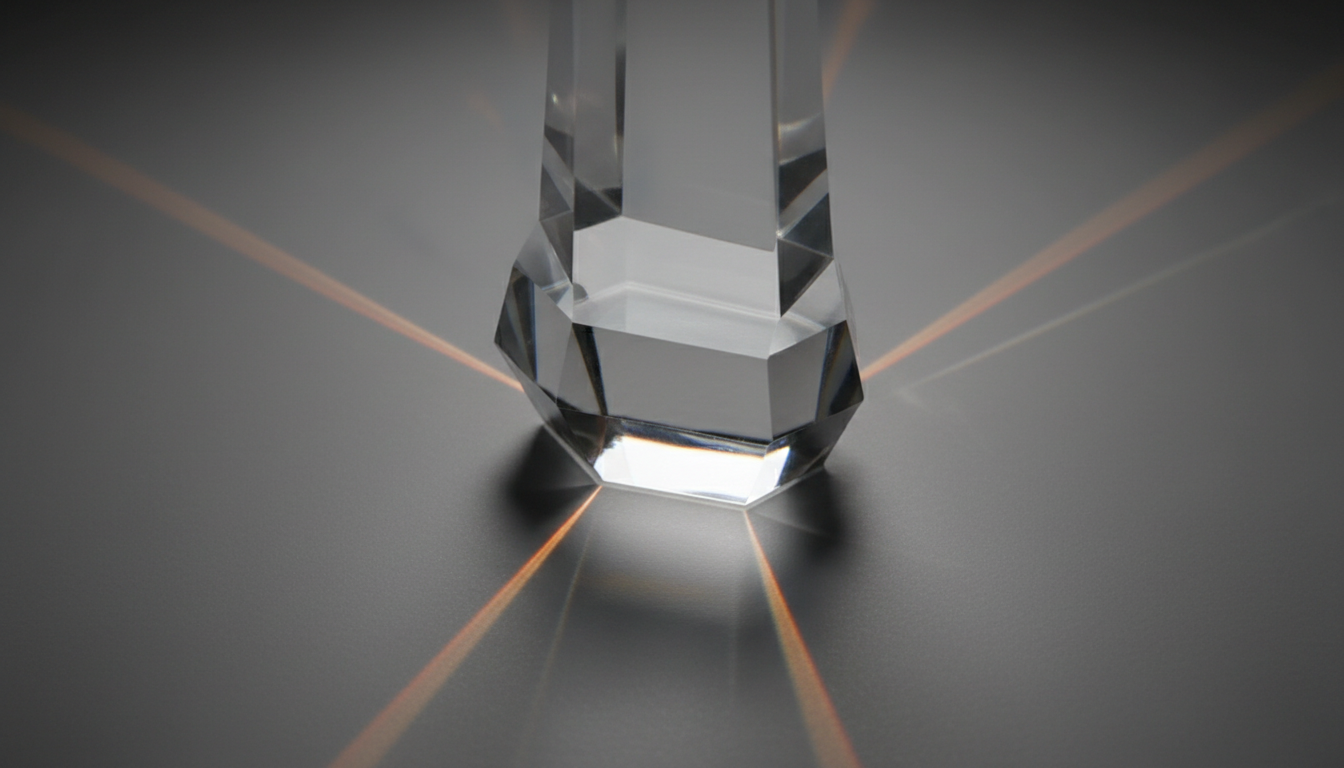 Abstract light refraction through glass prism