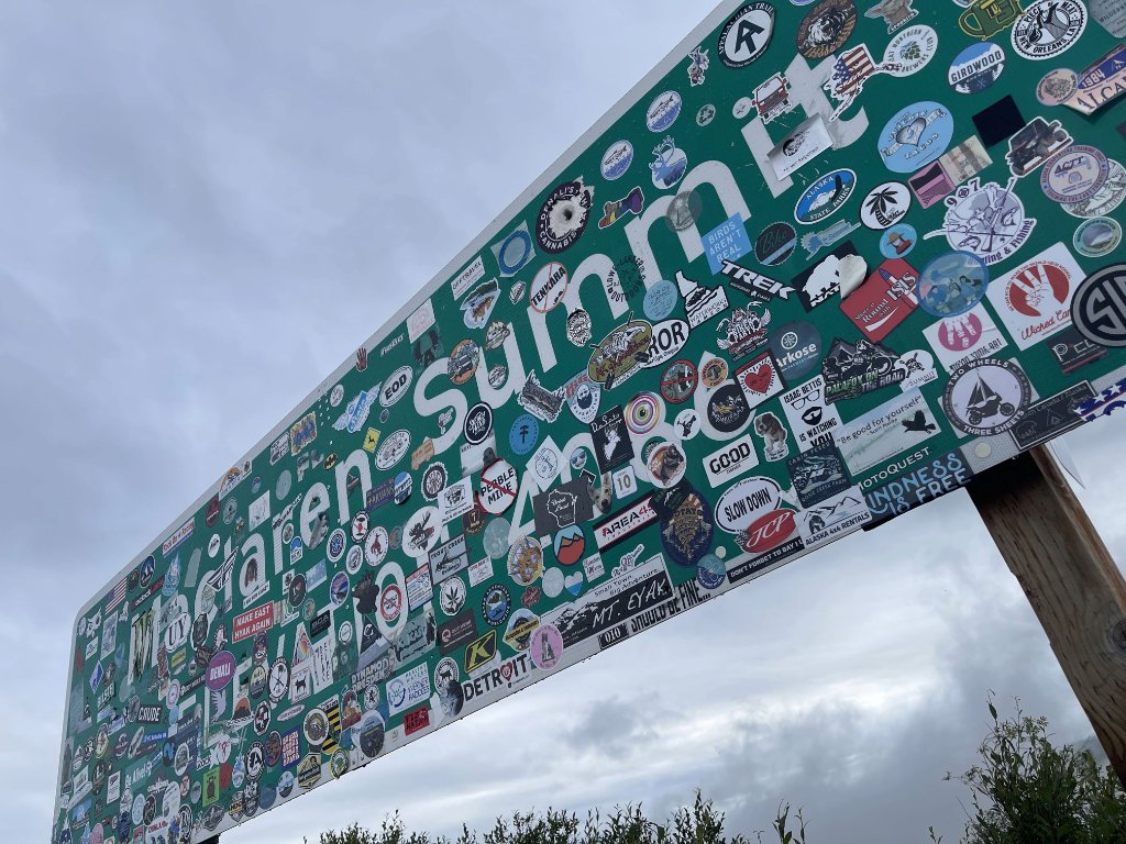 Turnagain Outfitters sign with stickers