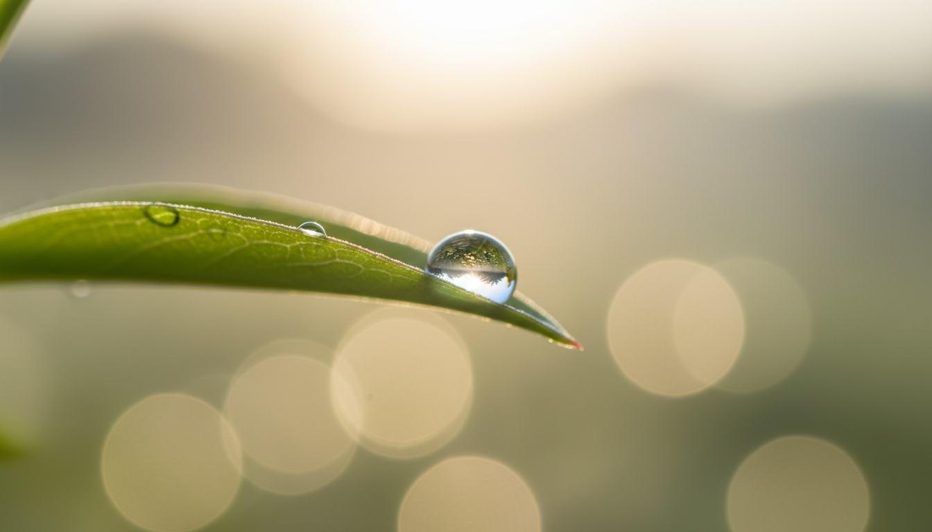 Serene leaf with dewdrop